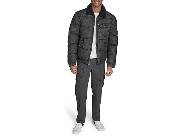 Levis Mens Quilted Depot Jacket w Sherpa Collar (M)