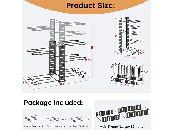 MUDEELA 8-Tier Adjustable Pots and Pans