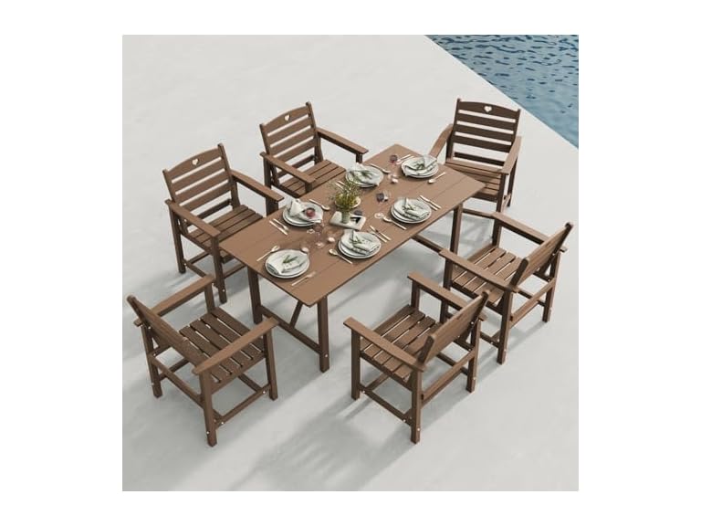 Orbcove Dining7-teak Patio Table and Chairs Set - T