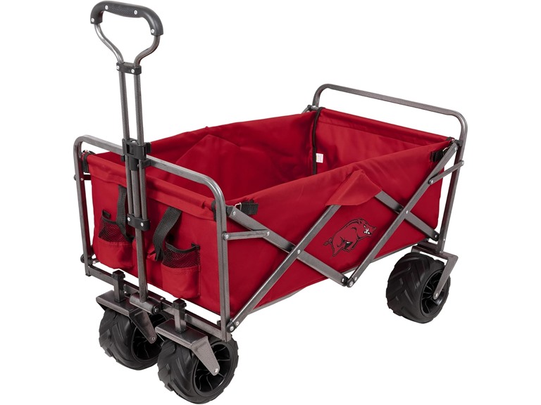Smart Design Collegiate Heavy-Duty Utility Collapsible Sports Wagon – Heavy Duty Wheels Beach Cart - 20.15 x 35.5 x 22.5 inch -ARKANSAS