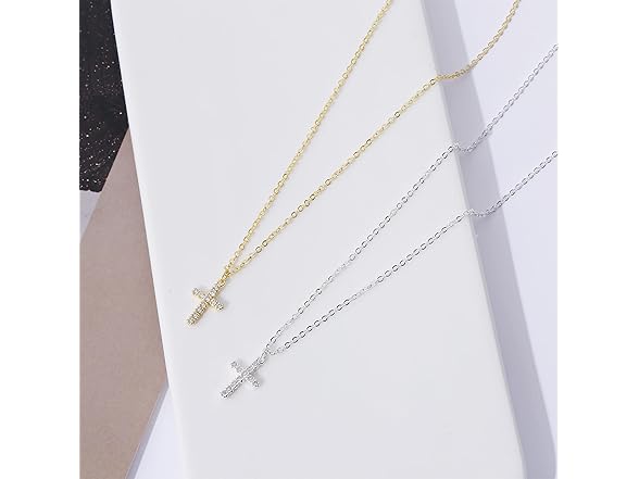 CAROVO Dainty Cross Necklace 18K Gold