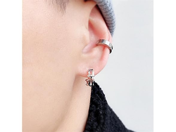Rhodium Biker Hoop Earrings