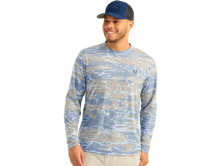 HUK Men's Standard Leeward KC Scott Pattern Performance Fishing Crew Shirt