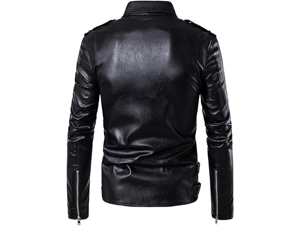 Aowofs Men (M) Faux Leather Jacket Double Jacket