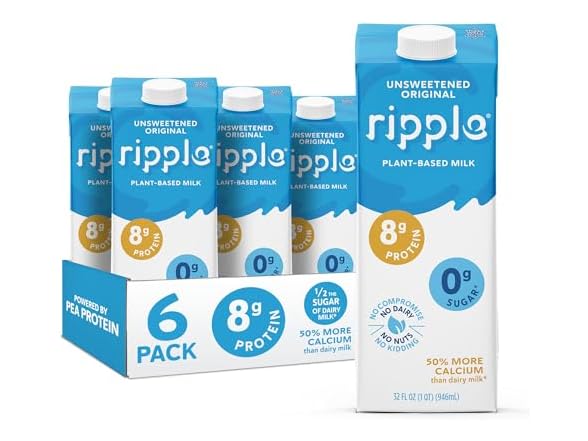 5PK Ripple Unsweetened Original Plant Based Milk | 8g