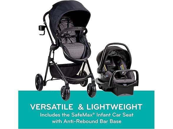Evenflo Pivot Modular Travel System with LiteMax Infant Car Seat (Casual Gray)