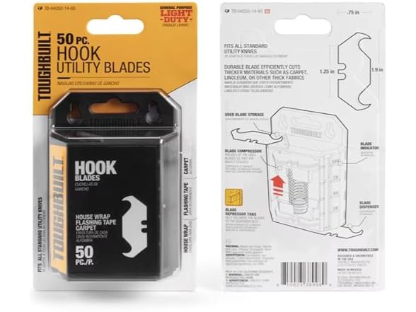 ToughBuilt TB-H4S50-14-60 50-Piece Hook Utility Blades?