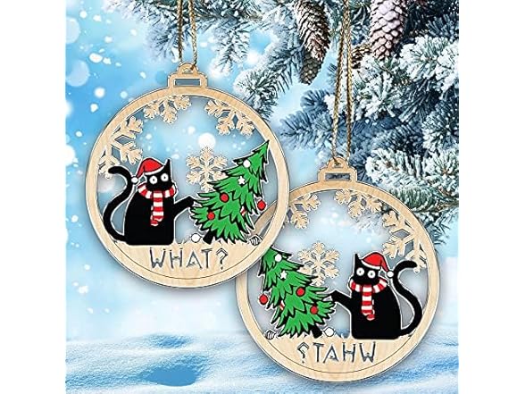 Donawings Black Cat What? Ornament