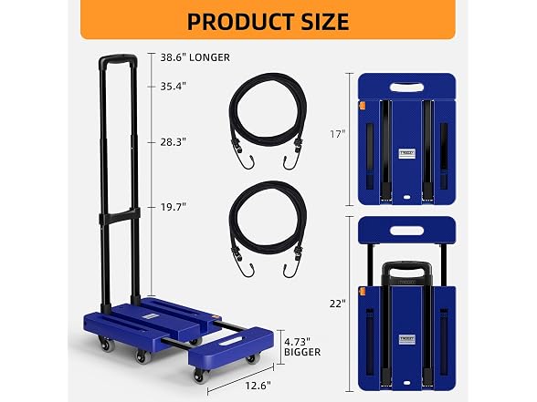 TROOZY Folding Hand Truck 6-Wheel Dolly 500lbs