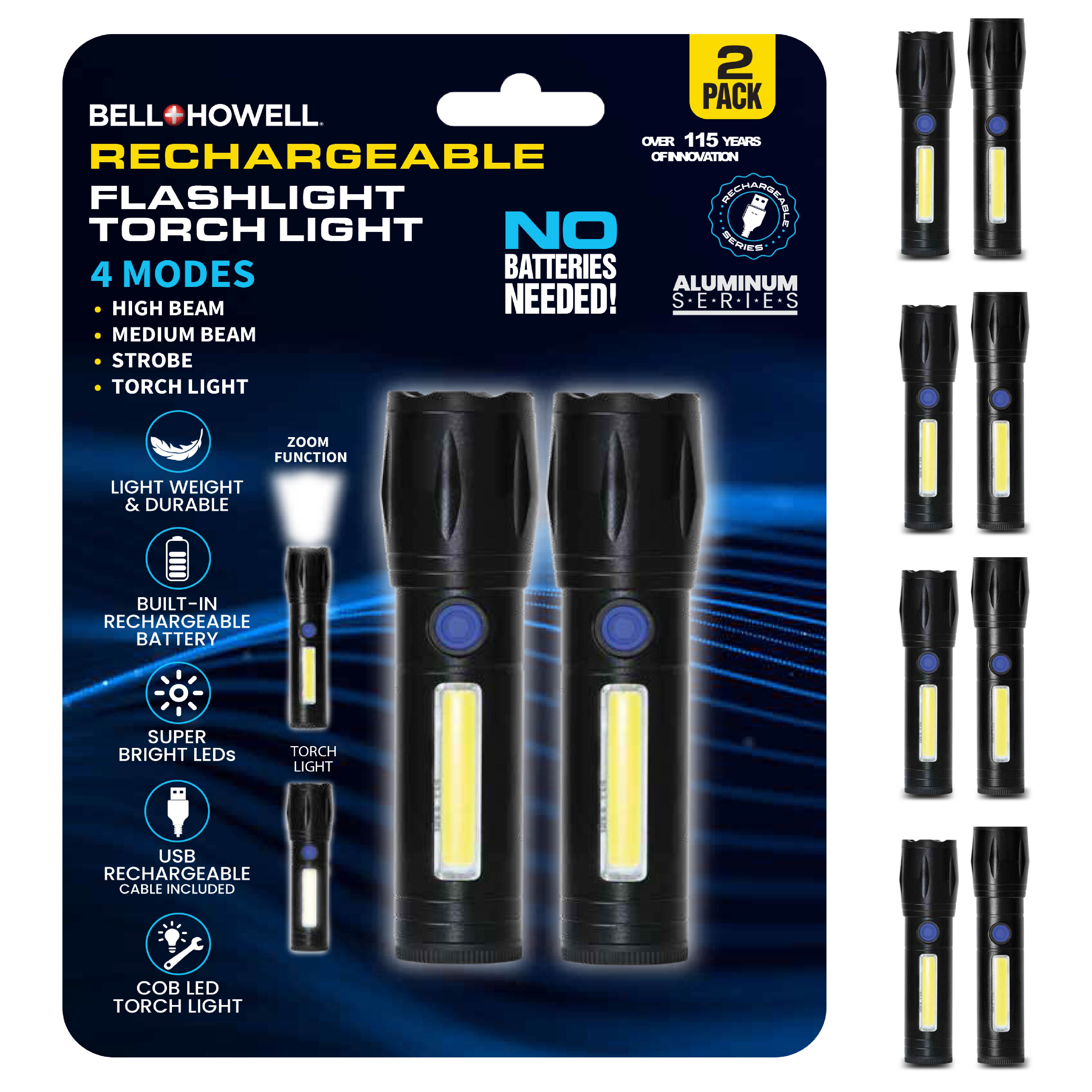 Rechargeable 2Pc Flashlight Torchlight - Gallery 8
