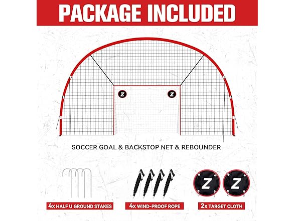 ZEALFEEL 3-in-1 Soccer Backstop Net