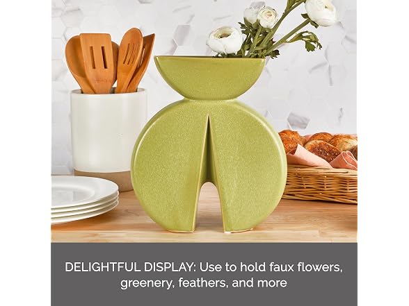 Elements Modern Green Ceramic Vase