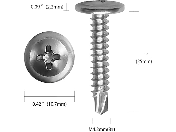 410 SS #8x1 Tapping Screws 100pcs
