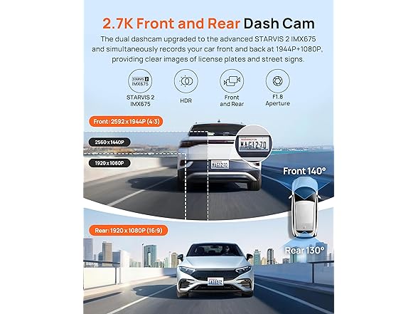 70mai Dash Cam Front and Rear A510