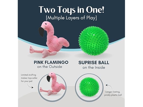 Flourish Pets 3 in 1 Multi-Layer Chew Toy Flamingo