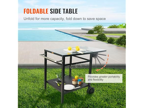 VEVOR Outdoor Grill Dining Cart with Double-Shelf