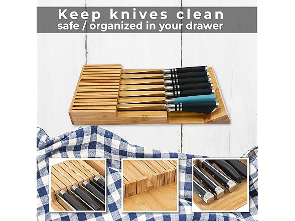 15 Knife Bamboo Drawer Organizer