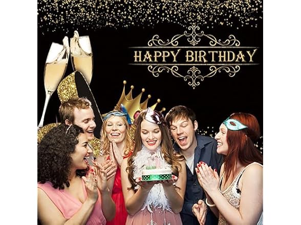 Dorcev 10x8ft Happy Birthday Backdrop
