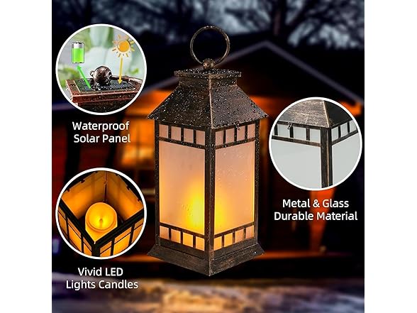 18'' Glass Solar Lantern