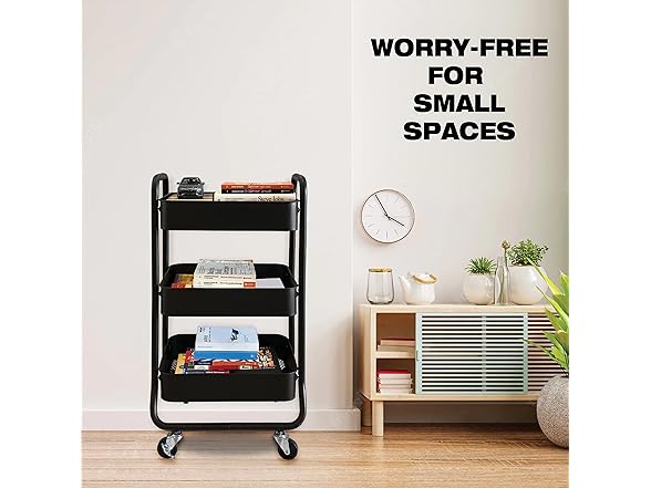 HOMESTEAD 3-Tier Rolling Cart - Heavy Duty, Black