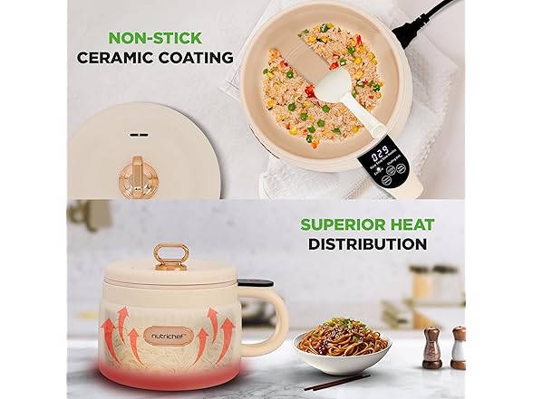 NutriChef 1.6 QT Portable Electric Rice Cooker