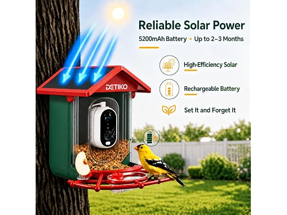 Plastic Smart Bird Feeder W/ Camera