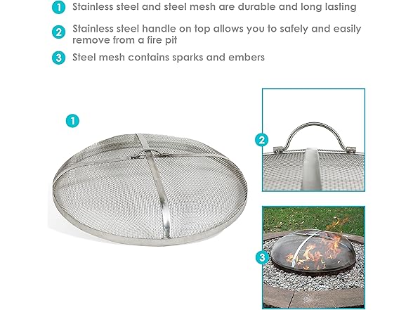 Sunnydaze Decor KF-SSS40 40in Fire Pit Accessory Silver