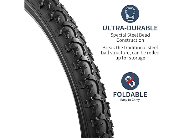 YUNSCM 24" MTB Tires & Tubes Set, 2-Pack