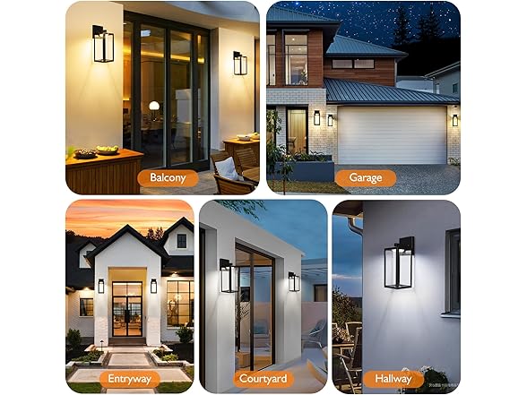 Yochoice 2Pk Outdoor Light Fixture Black Wall Lantern