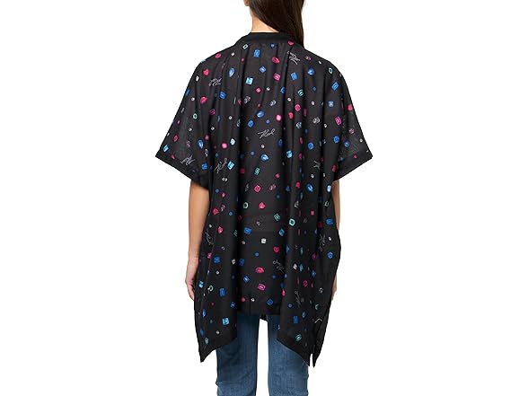 KARL LAGERFELD Womens Jewel Print Ruana Scarf