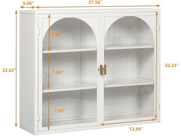 SPOFLYINN 27.56" Glass Door Wall Cabinet