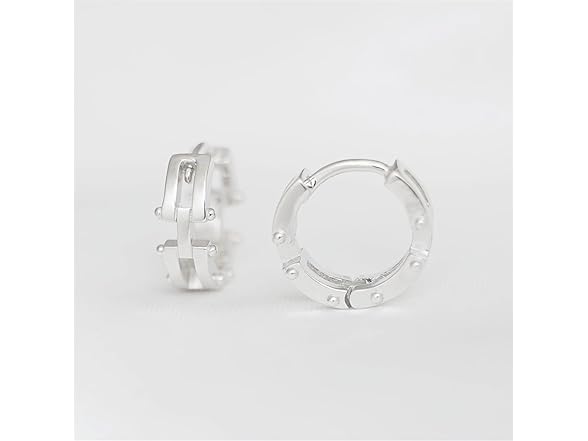 Rhodium Biker Hoop Earrings