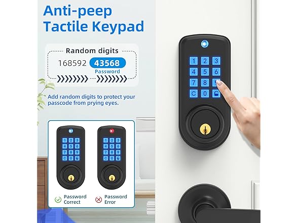 olylo Smart Keypad Deadbolt Lock with Handle