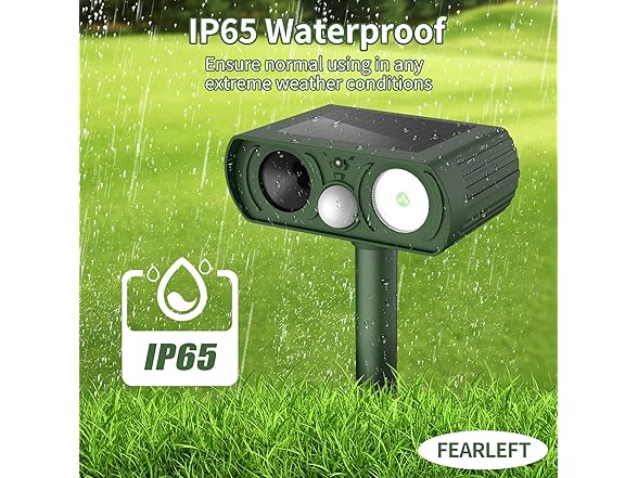 FEARLEFT Solar Ultrasonic Animal Repellent
