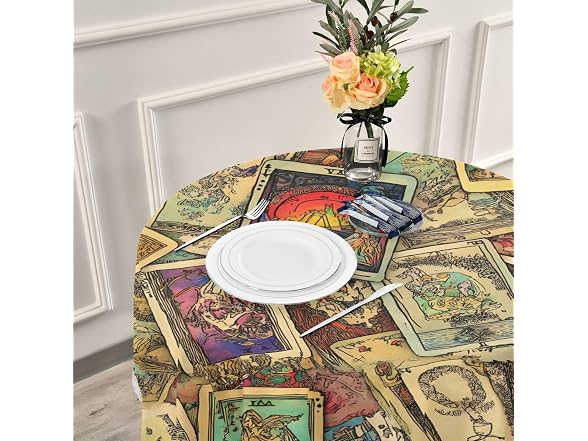 AUUXVA Table Cloth Vintage Tarot Pattern