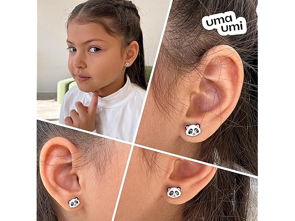 UmaUmi  925 Sterling Panda Studs Girls