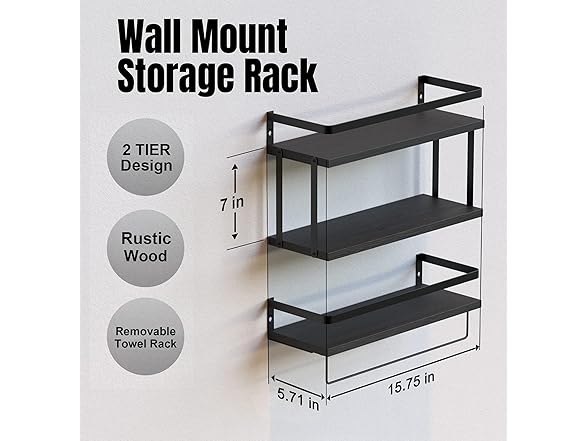 Wall Mounted Floating Shelves, 2+1 Tier