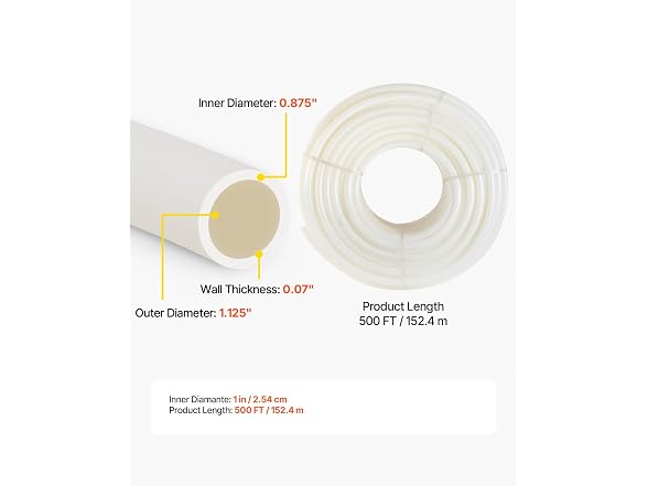 PEX Pipe, 1 Inch x 500 FT PEX Tubing, Non Oxygen