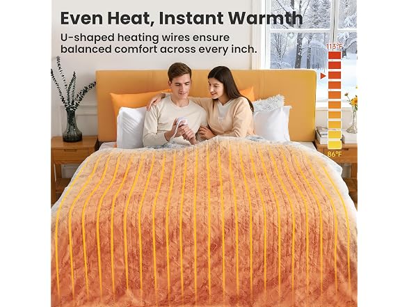 WOOMER Marble Blue Heated Blanket Full Size 77" x 84"