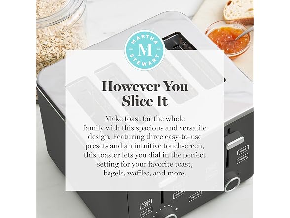 Martha Stewart 4-Slice Toaster Caviar Gray
