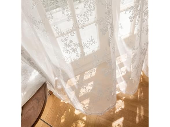 LANTIME White Lace Sheer Curtains