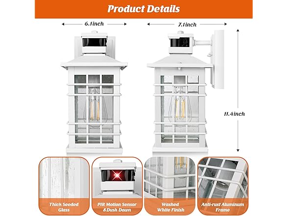 Kondras Motion Sensor Outside Wall Lantern Waterproof