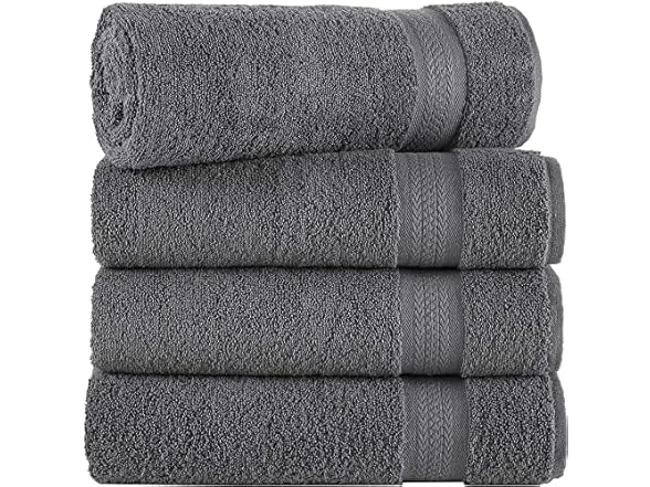 REGAL RUBY 4 Pack Grey Bath Towels