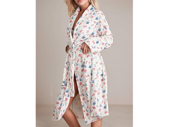 Women Strawberry Print Bathrobe