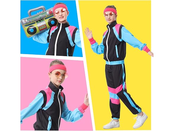TIMSOPHIA Black 80S Tracksuit for Kids