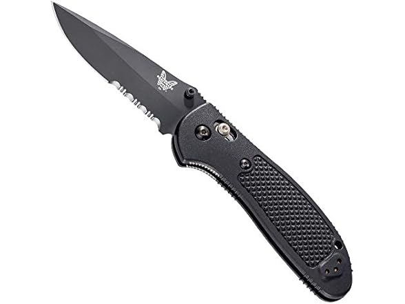 Black Nylon Handle/Serrated Edge/Coated Finish