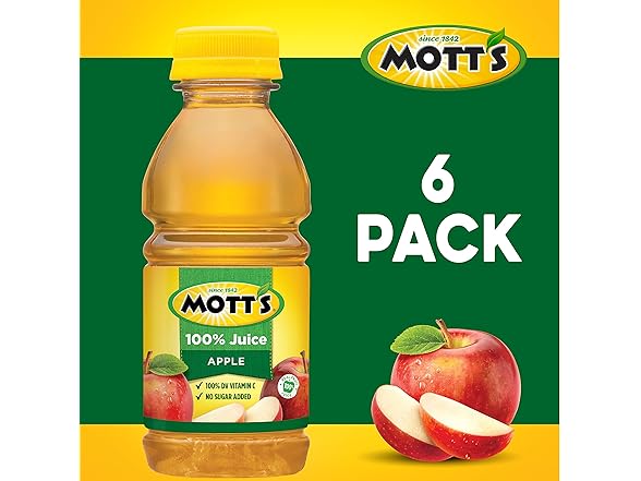 Mott's Apple Juice, 8oz bottles, 6pk
