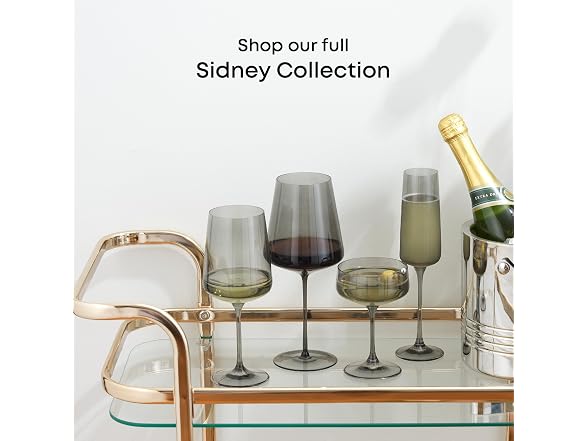 JoyJolt Sidney Cocktail Coupe Glasses Set of 4 | 8 oz Gray