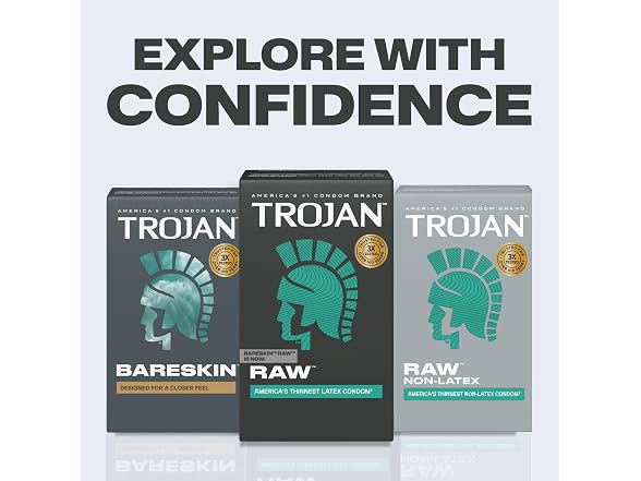 Trojan Raw Thin Latex Condoms for Men 24 Count