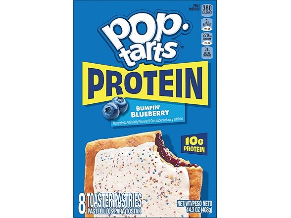 8CT Pop-Tarts Protein Toaster Pastries, Blueberry